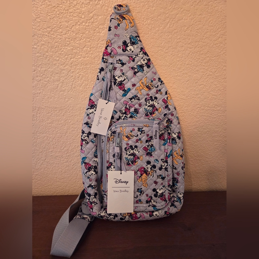 Vera Bradley White Quilted Sling Backpack with Multicolor Character Print - Picture 8 of 9